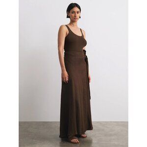 OZMA Manzanita (brown) linen wrap skirt S/XS